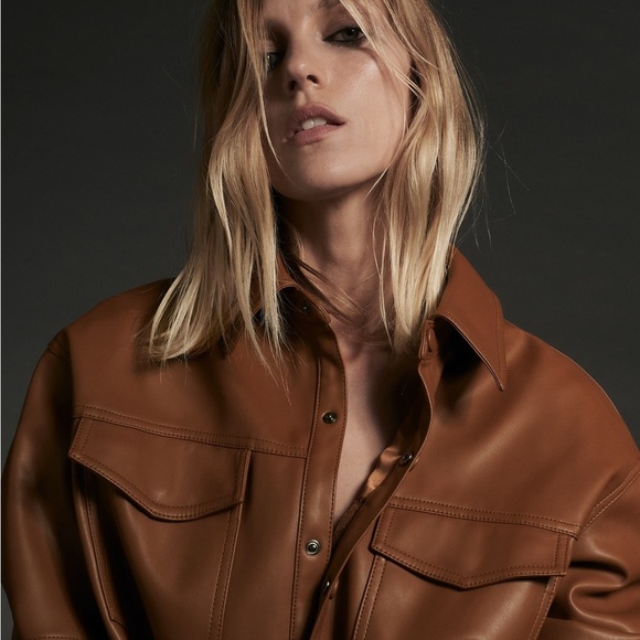 Zara Belted Faux Leather Shirt - Picture 2 of 7